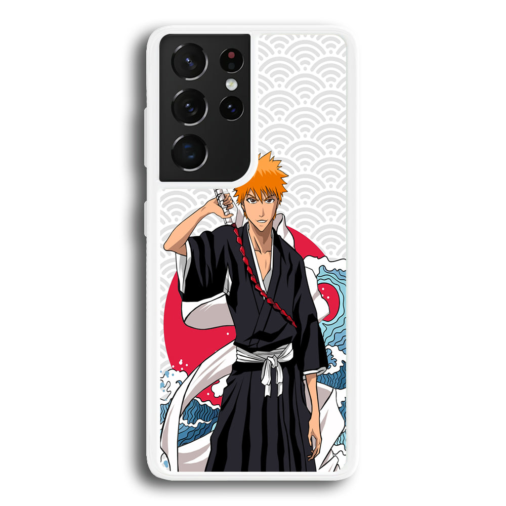 Ichigo Kurosaki Wave And Pattern Samsung Galaxy S21 Ultra Case