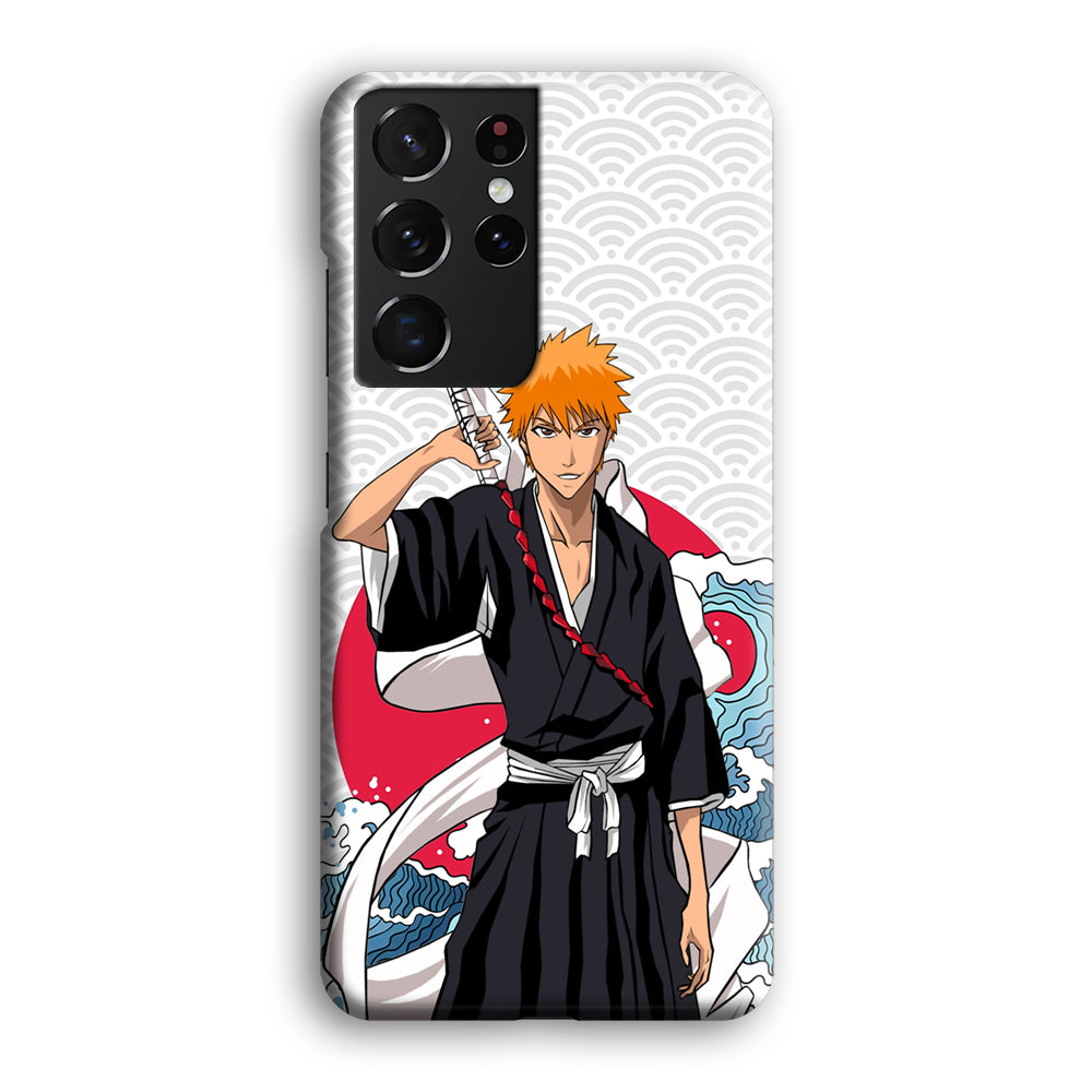 Ichigo Kurosaki Wave And Pattern Samsung Galaxy S21 Ultra Case