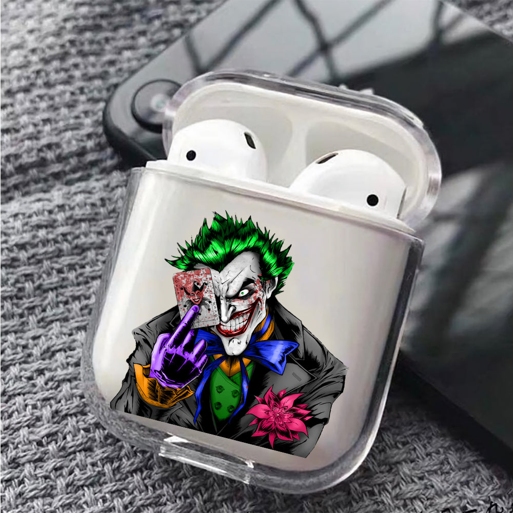 Joker Smile Poker Face Protective Clear Case Cover For Apple Airpods