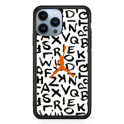 Jordan White Aphabet Orange Logo iPhone 14 Pro Max Case