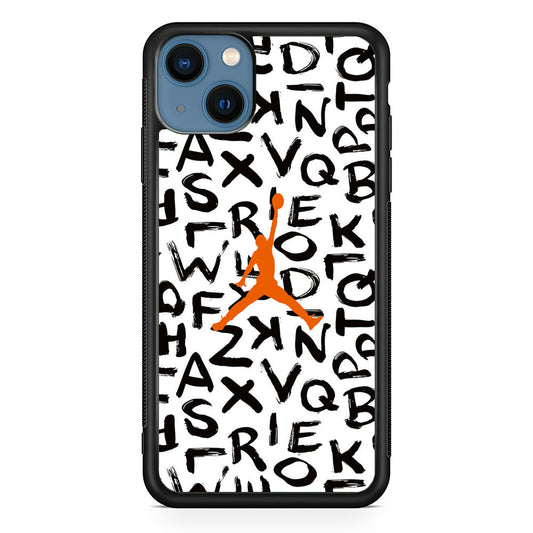 Jordan White Aphabet Orange Logo iPhone 15 Plus Case