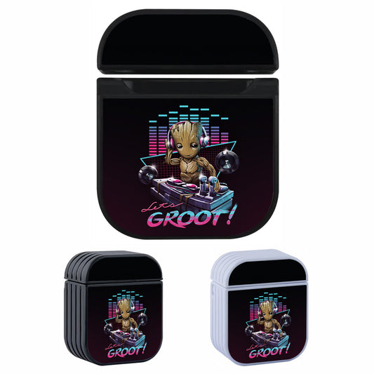 Lets Groot Playing DJ Hard Plastic Case Cover For Apple Airpods