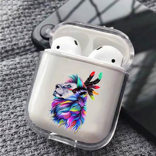 Lion Head Art Painting Protective Clear Case Cover For Apple Airpods