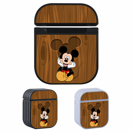 Mickey Wood Logo Hard Plastic Case Cover For Apple Airpods