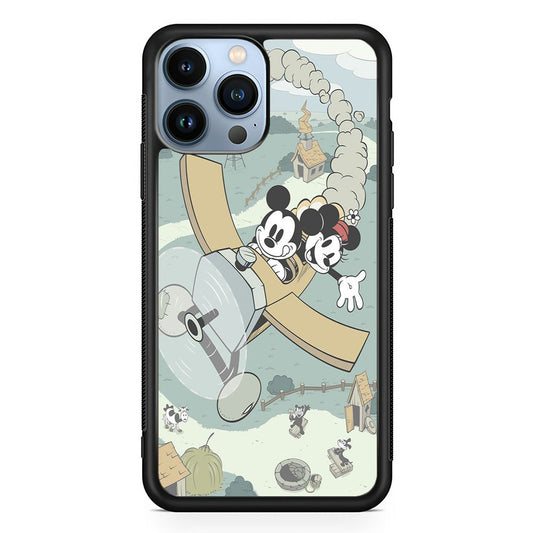 Mickey Mouse And Minnie fly With Air Craft iPhone 14 Pro Max Case