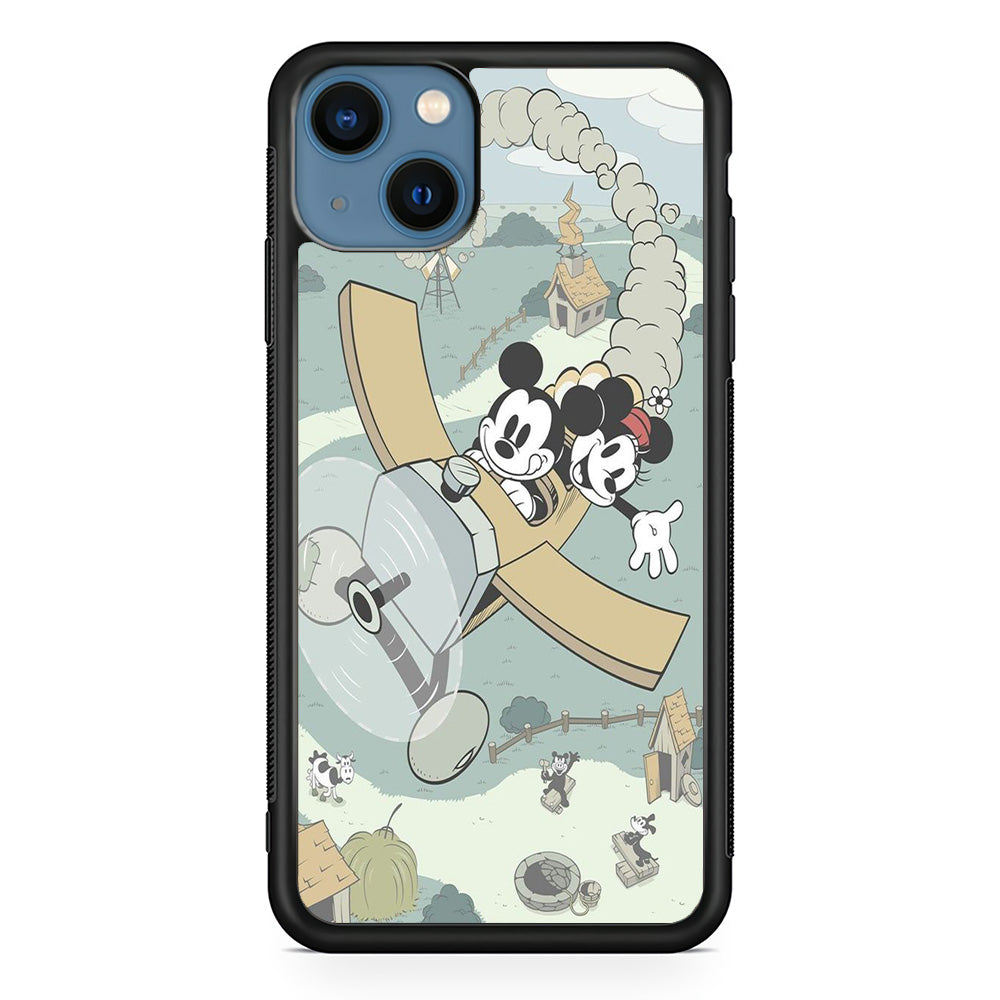 Mickey Mouse And Minnie fly With Air Craft iPhone 15 Plus Case