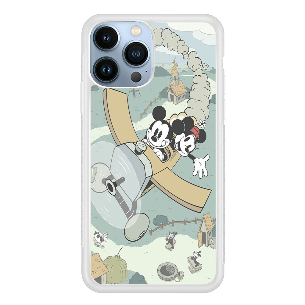Mickey Mouse And Minnie fly With Air Craft iPhone 15 Pro Case