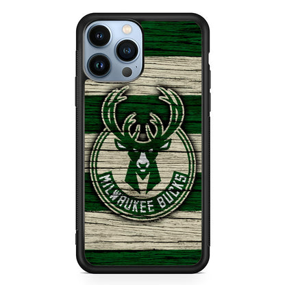 Milwaukee Bucks Logo Pattern Of Wood iPhone 13 Pro Max Case