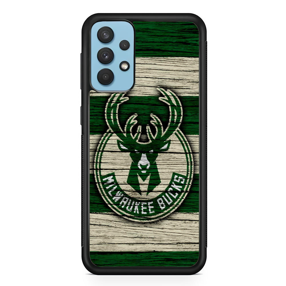 Milwaukee Bucks Logo Pattern Of Wood Samsung Galaxy A32 Case