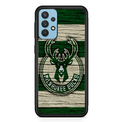 Milwaukee Bucks Logo Pattern Of Wood Samsung Galaxy A32 Case