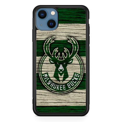 Milwaukee Bucks Logo Pattern Of Wood iPhone 15 Case