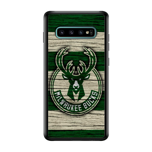 Milwaukee Bucks Logo Pattern Of Wood Samsung Galaxy S10 Plus Case