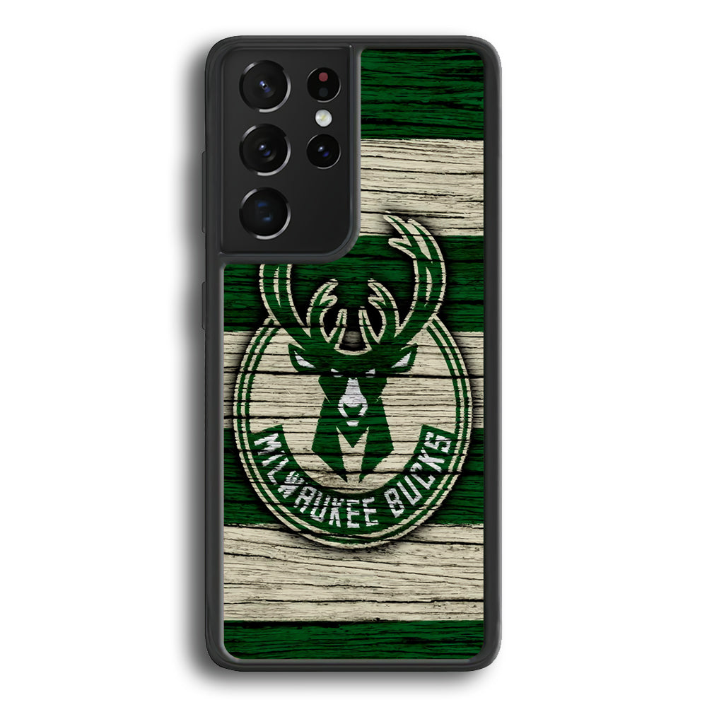 Milwaukee Bucks Logo Pattern Of Wood Samsung Galaxy S24 Ultra Case - Ezzystore