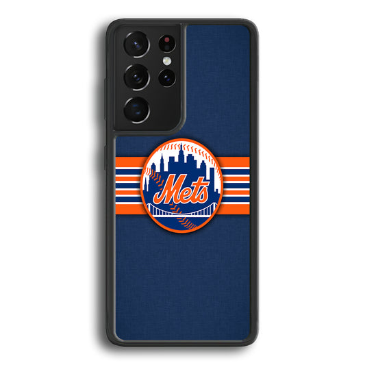 New Mets Stripe And Logo Samsung Galaxy S21 Ultra Case