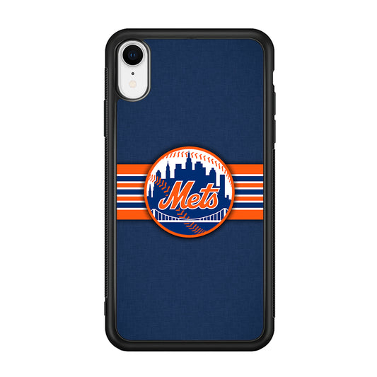 New Mets Stripe And Logo iPhone XR Case