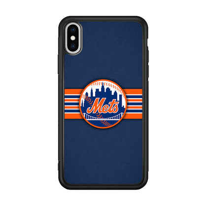 New Mets Stripe And Logo iPhone XS Case