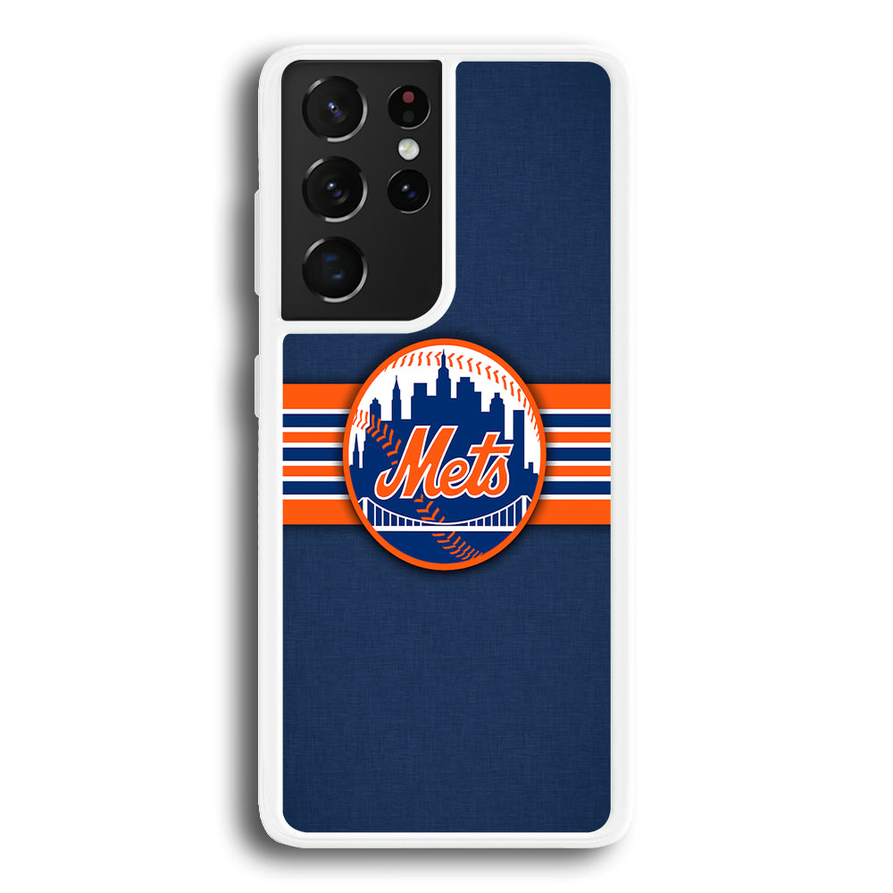 New Mets Stripe And Logo Samsung Galaxy S21 Ultra Case