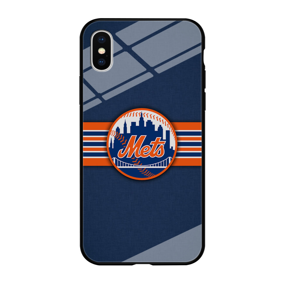 New Mets Stripe And Logo iPhone XS Case