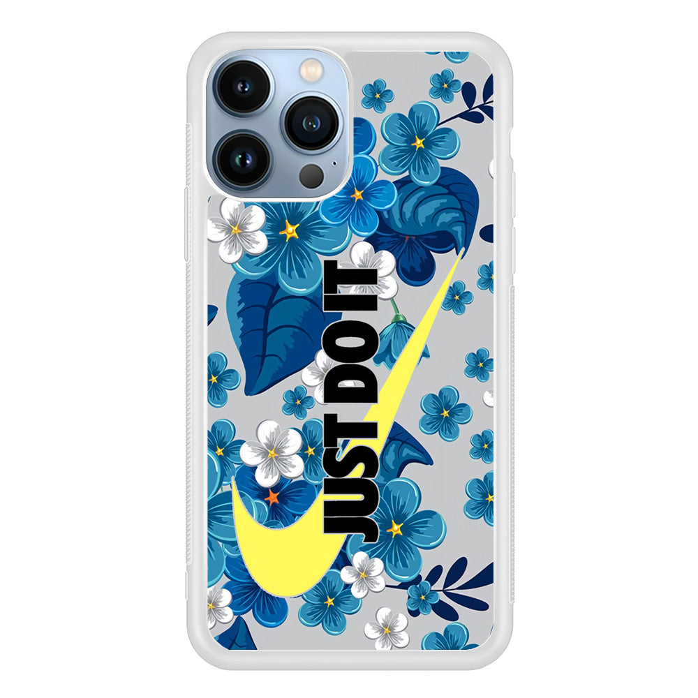 Nike Blue Flowers Just Do It iPhone 15 Pro Case