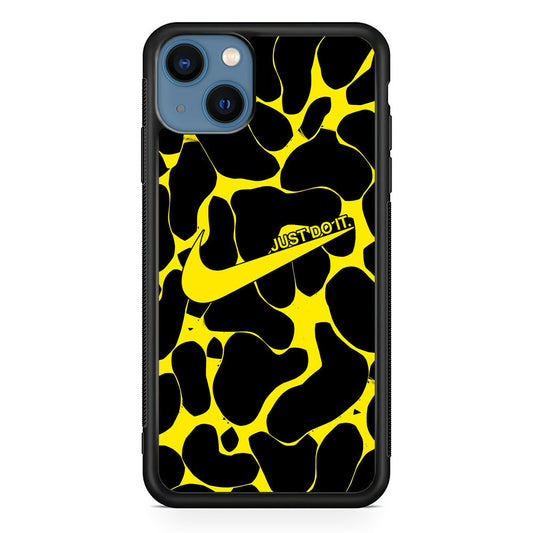 Nike Yellow Pattern Just Do It iPhone 15 Plus Case