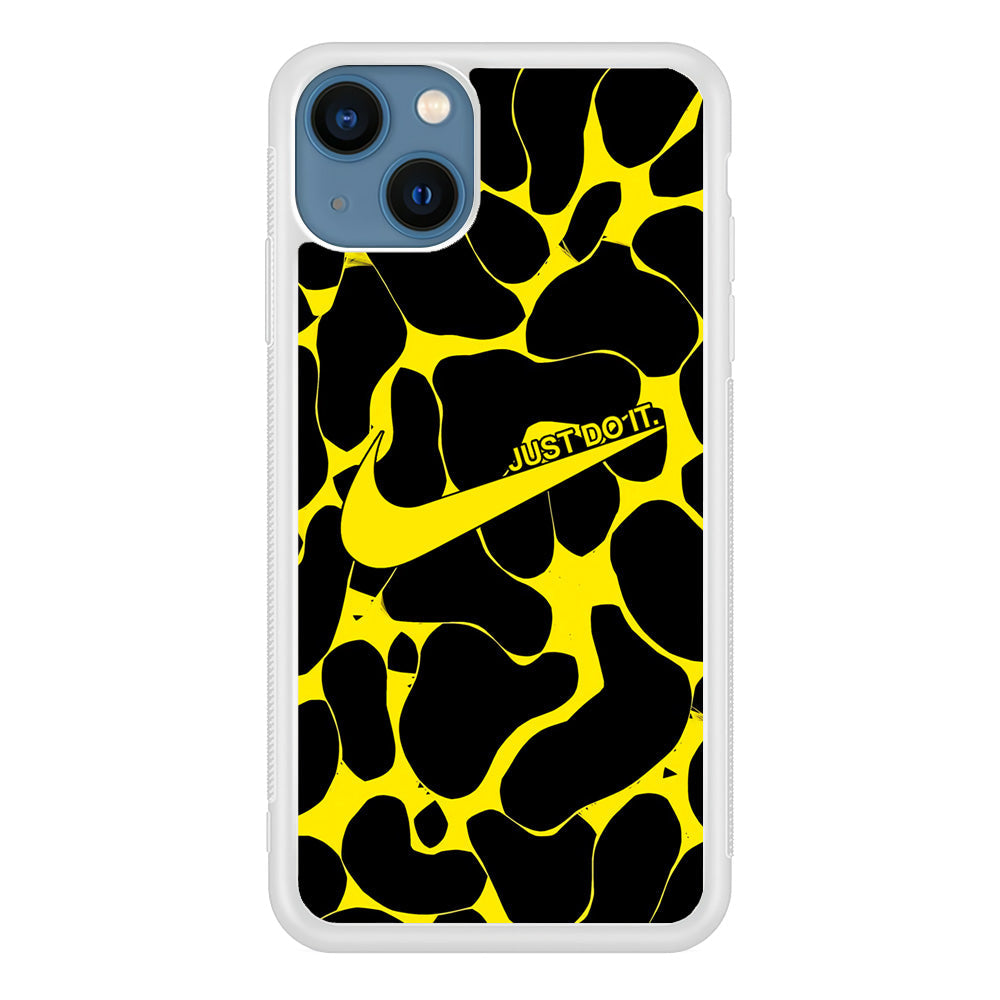 Nike Yellow Pattern Just Do It iPhone 15 Plus Case