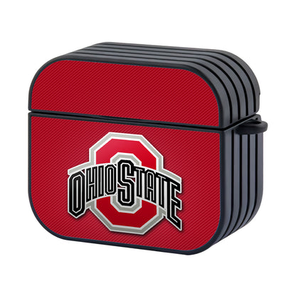 Ohio State Logo Red Background Hard Plastic Case Cover For Apple Airpods 3