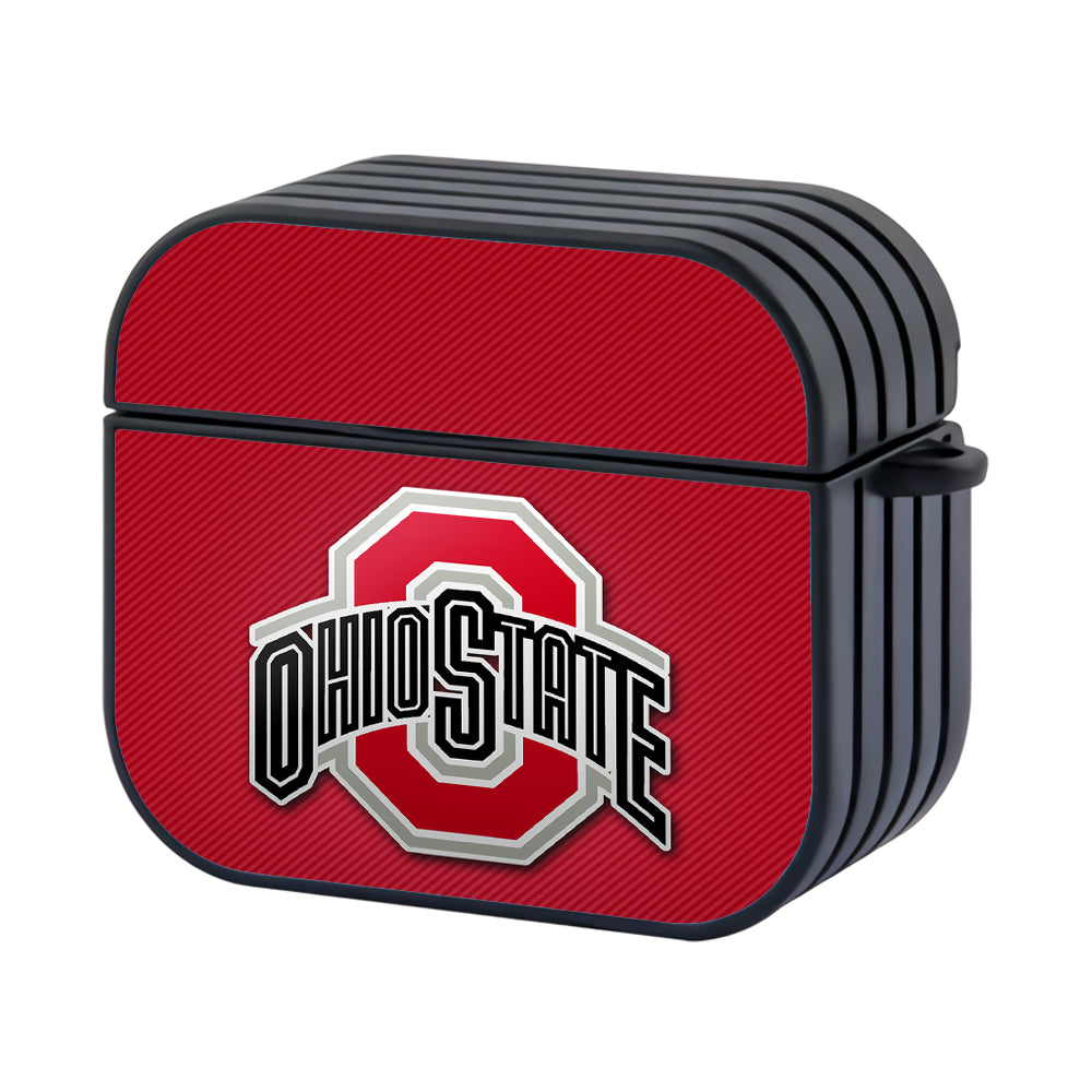 Ohio State Logo Red Background Hard Plastic Case Cover For Apple Airpods 4 - Ezzystore