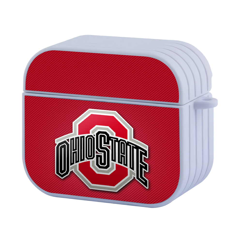 Ohio State Logo Red Background Hard Plastic Case Cover For Apple Airpods 3