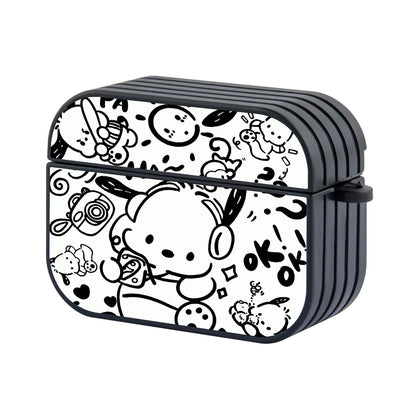 Pochacco Black And White Hard Plastic Case Cover For Apple Airpods Pro