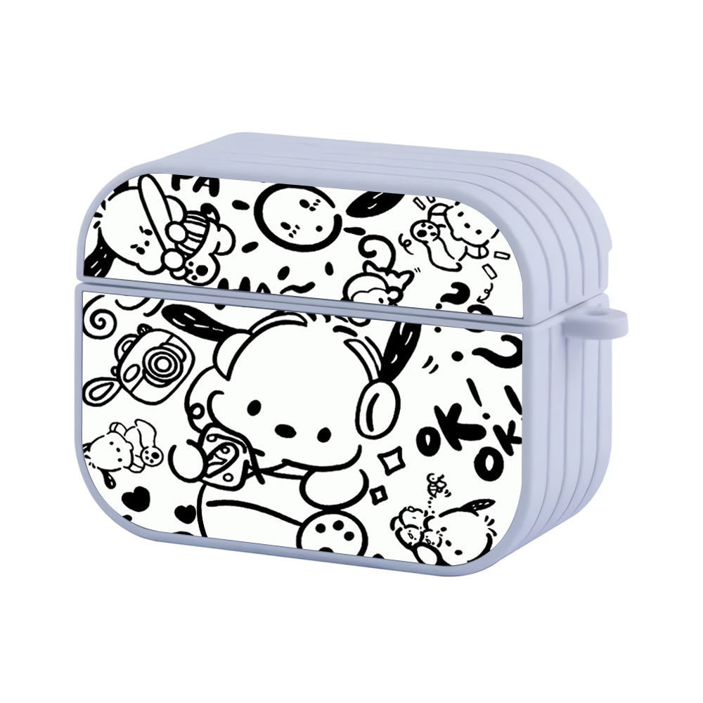 Pochacco Black And White Hard Plastic Case Cover For Apple Airpods Pro