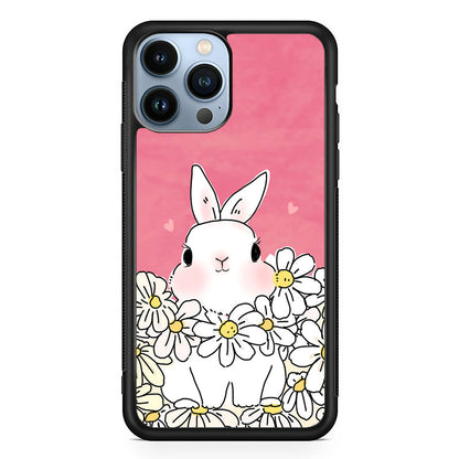 Rabbit Cute Flowers iPhone 15 Pro Max Case