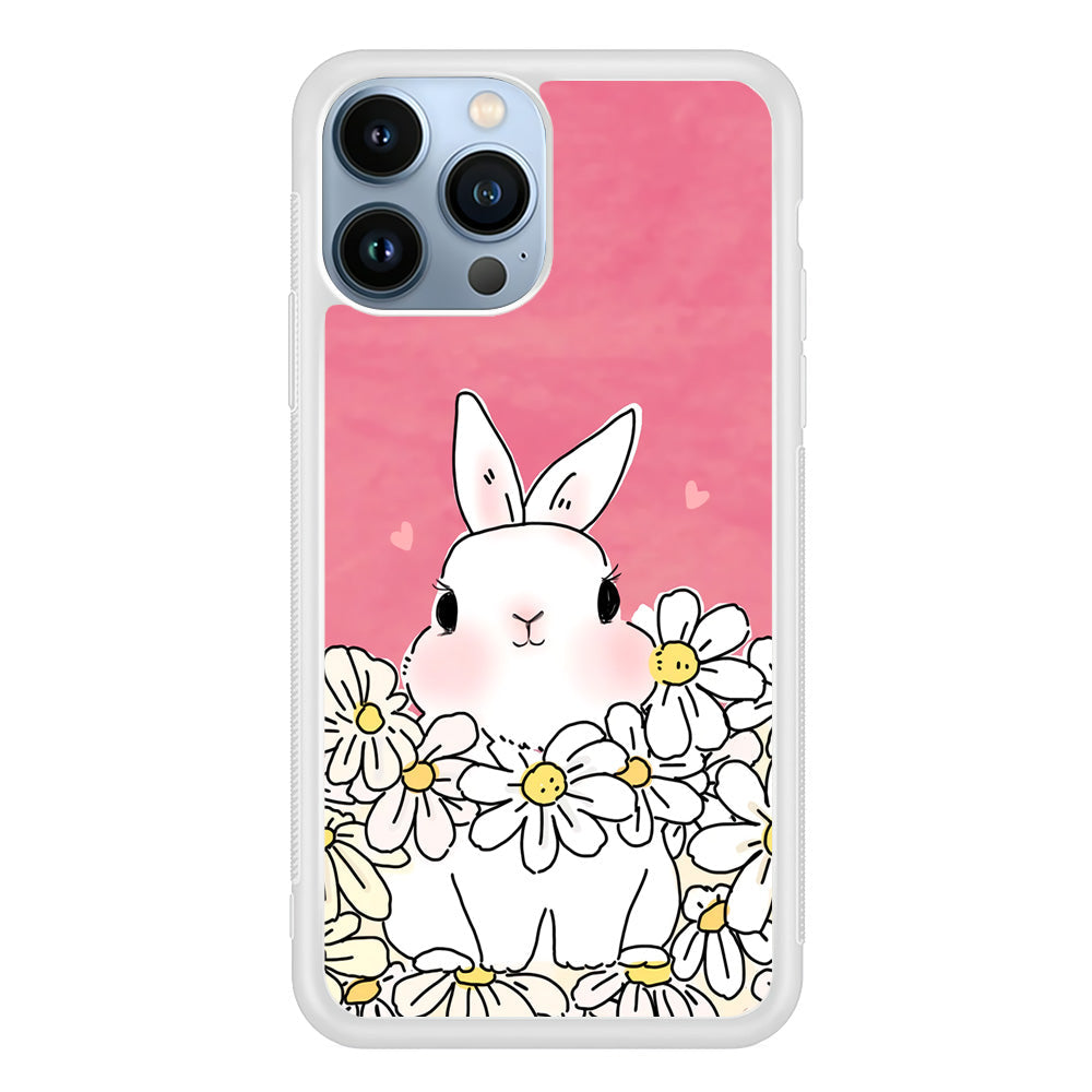 Rabbit Cute Flowers iPhone 15 Pro Case