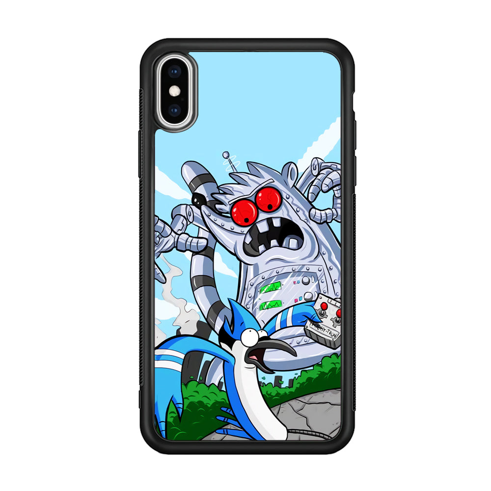 Regular Show Mordecai Battle Rigby Robot iPhone X Case