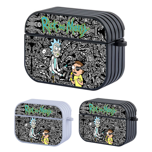 Rick And Morty Doodle Art Hard Plastic Case Cover For Apple Airpods Pro
