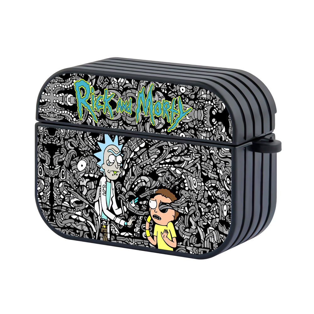 Rick And Morty Doodle Art Hard Plastic Case Cover For Apple Airpods Pro