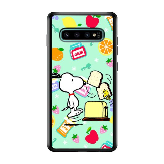 Snoopy And Woodstock Morning Breakfast Samsung Galaxy S10 Plus Case