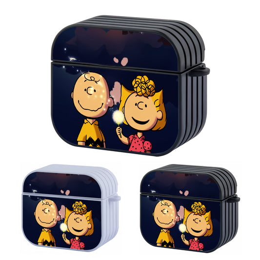 Snoopy Charlie And Sally Hard Plastic Case Cover For Apple Airpods 3