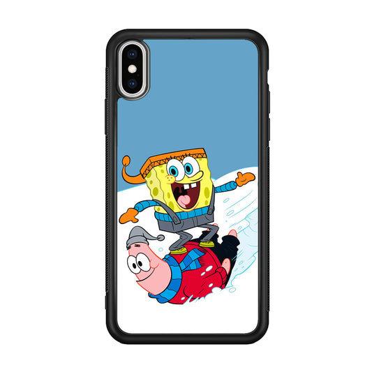 Spongebob And Patrick Ice Skiing iPhone XS Case