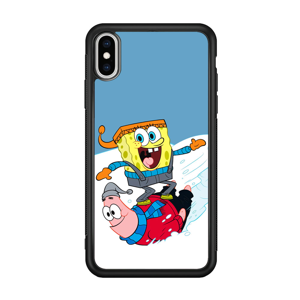 Spongebob And Patrick Ice Skiing iPhone XS Case