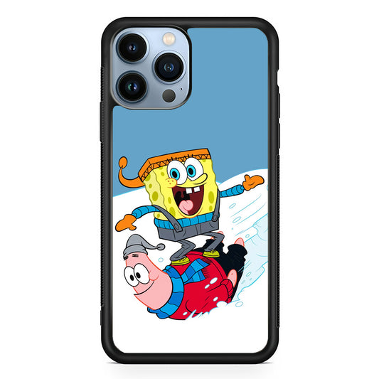 Spongebob And Patrick Ice Skiing iPhone 13 Pro Max Case