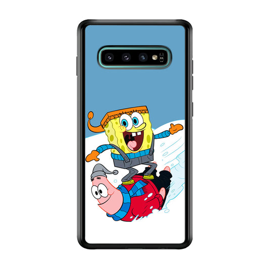 Spongebob And Patrick Ice Skiing Samsung Galaxy S10 Plus Case