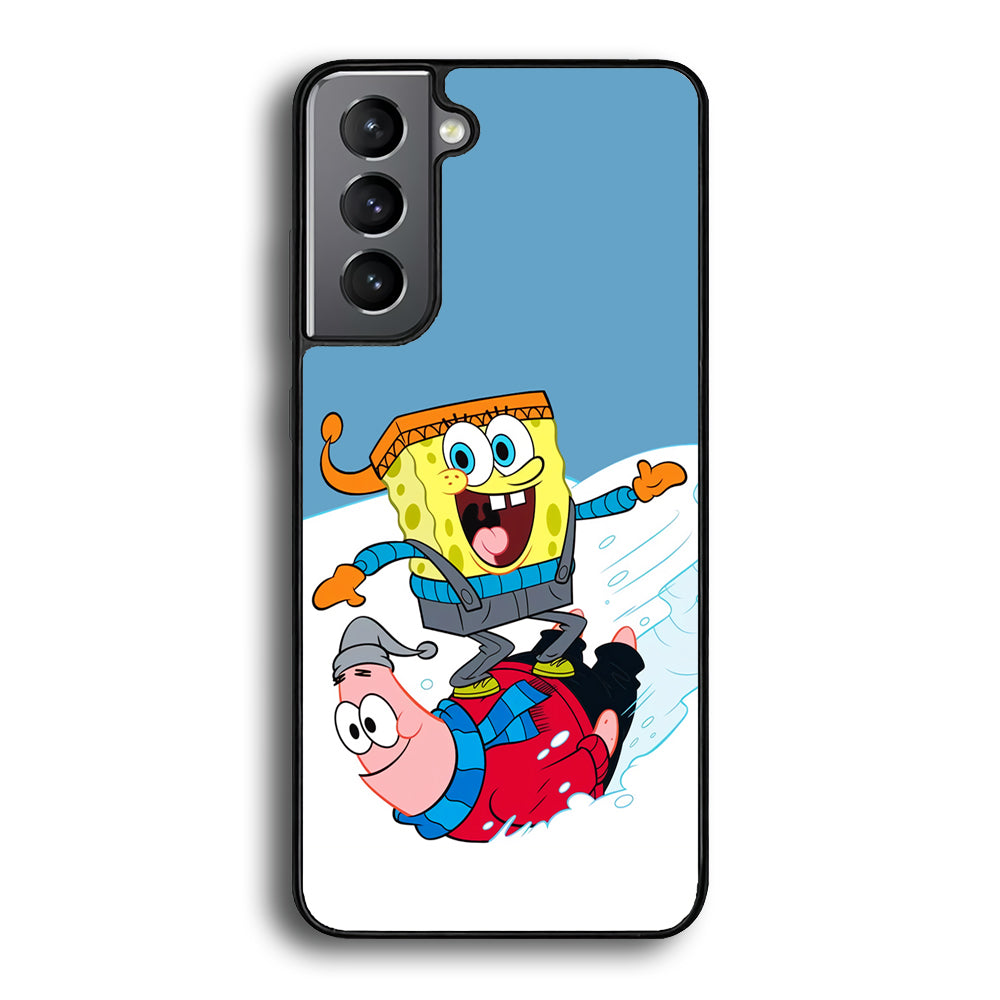 Spongebob And Patrick Ice Skiing Samsung Galaxy S24 Case - Ezzystore