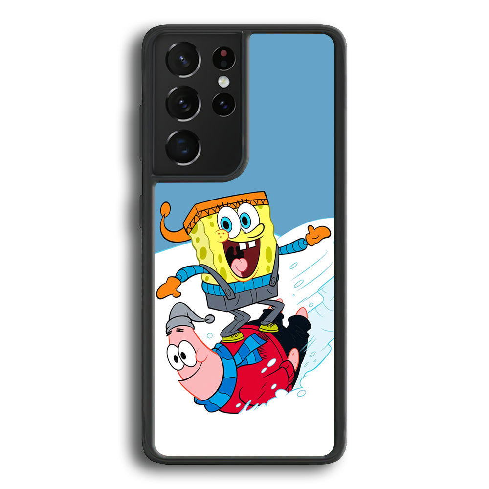 Spongebob And Patrick Ice Skiing Samsung Galaxy S24 Ultra Case - Ezzystore