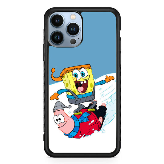 Spongebob And Patrick Ice Skiing iPhone 14 Pro Max Case