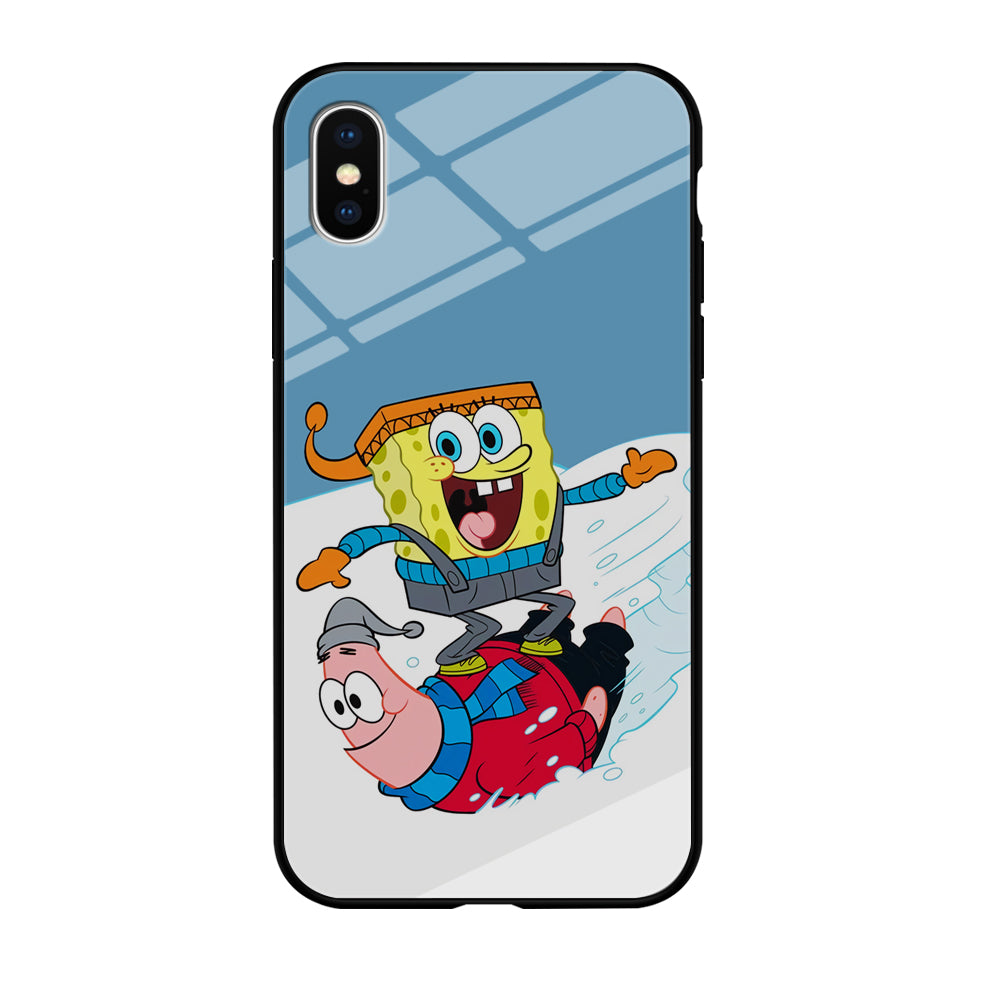 Spongebob And Patrick Ice Skiing iPhone XS Case