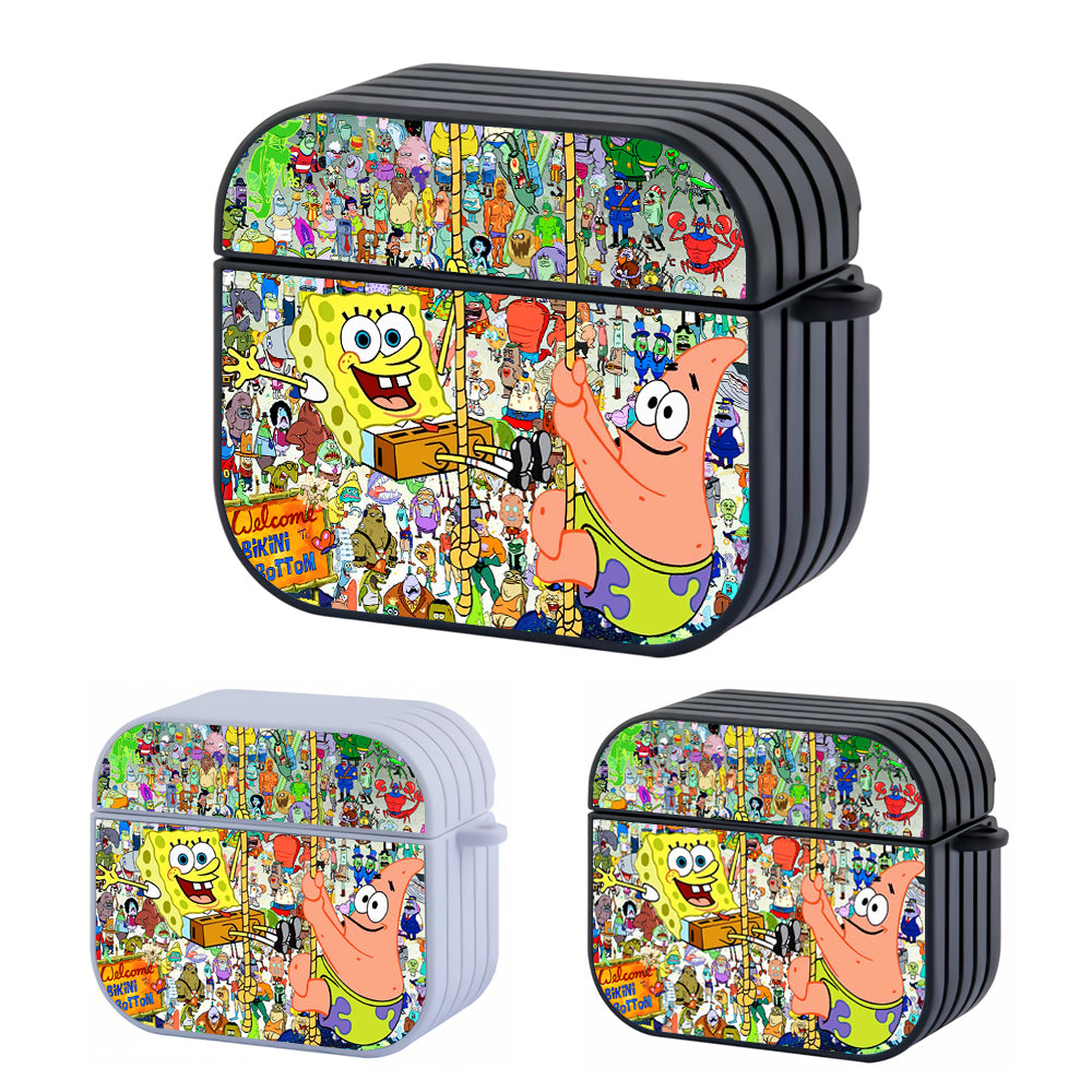 Spongebob Bikini Bottom All Character Hard Plastic Case Cover For Apple Airpods 3