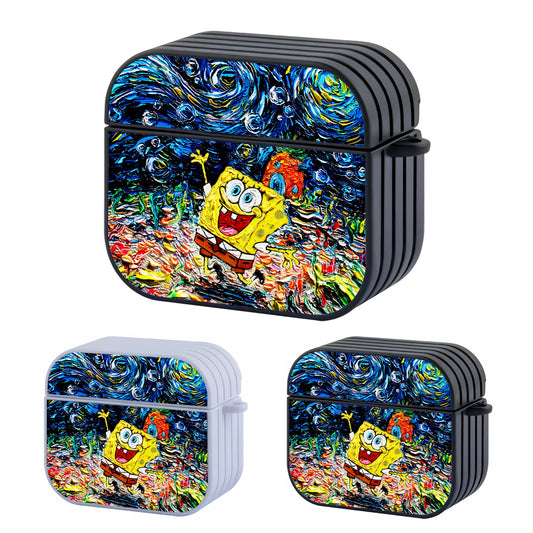 Spongebob Starry Night Painting Hard Plastic Case Cover For Apple Airpods 3