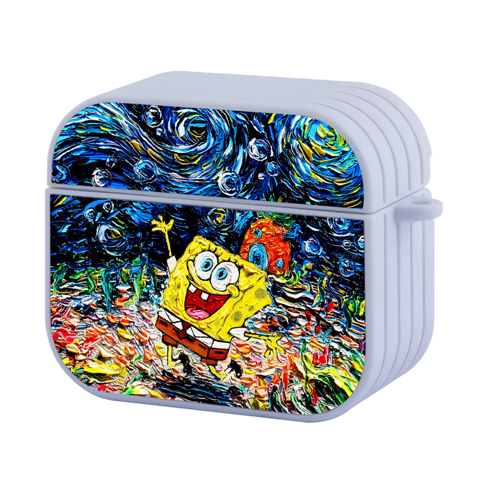 Spongebob Starry Night Painting Hard Plastic Case Cover For Apple Airpods 3