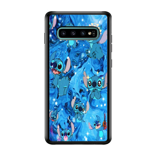 Stitch Aesthetic With Marble Blue Samsung Galaxy S10 Case