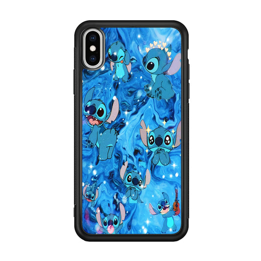 Stitch Aesthetic With Marble Blue iPhone XS Case
